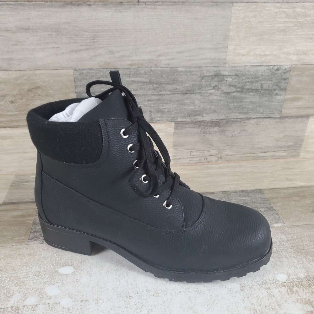 Trotters Bellamy Womens Ankle Boots Sz 9.5 W Black Lace Up Side Zip Booties